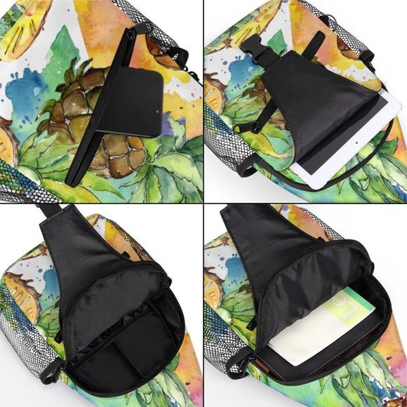 Women Pineapple Mini Crossbody Shoulder Chest Small Backpack for Travel Hiking